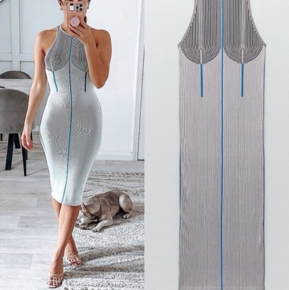Zara Dresses & Skirts - NWT Zara Seamless Jacquard Bodycon Tank Dress, Size M-L